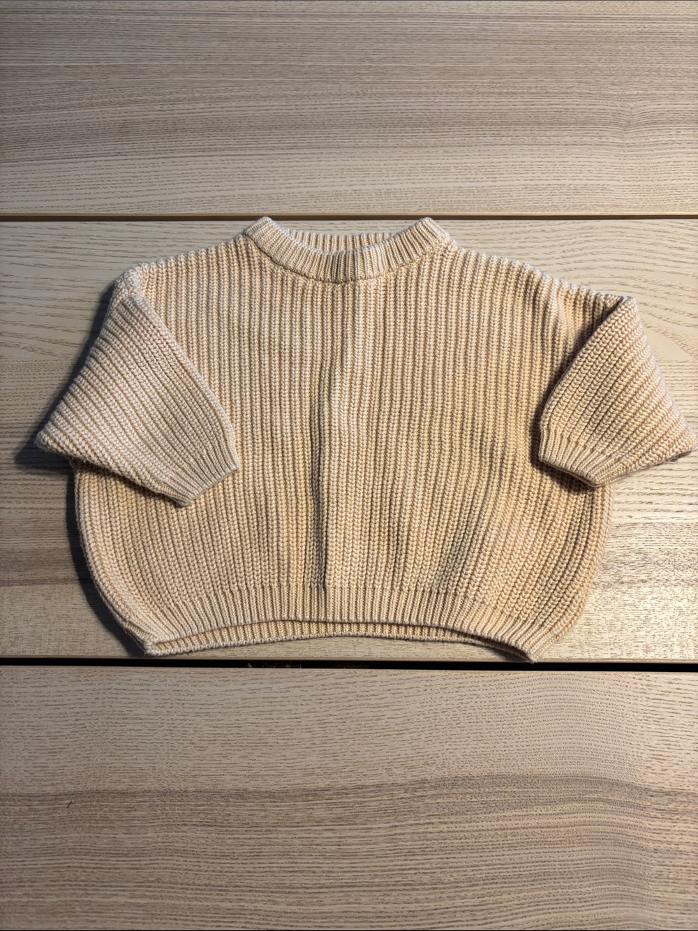 Kids Cream Cropped Knit Sweater - Brand Unspecified